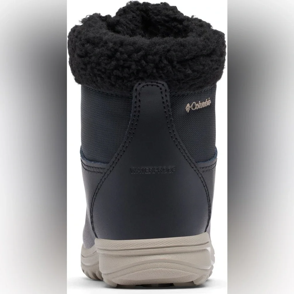 NWT Columbia Youth Moritza Waterproof Insulated Snow Boot, Black/Kettle, 4
